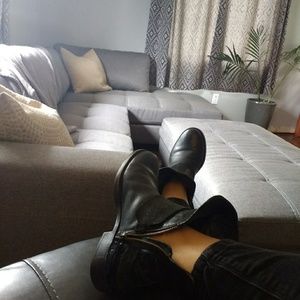 Black Leather Ankle Ugg Boots